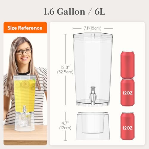 Lifewit 1.6 Gallon Drink Dispenser for Party with Leak-Proof Spigot, 2 Pcs
