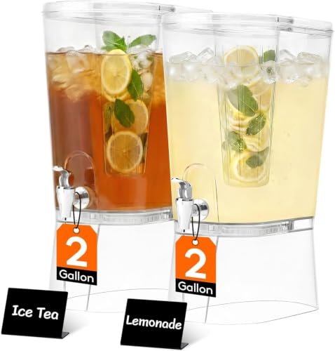 Lifewit 2 Gal Drink Dispenser with Leak-Proof Spigot & Fruit Infuser 2 Pcs