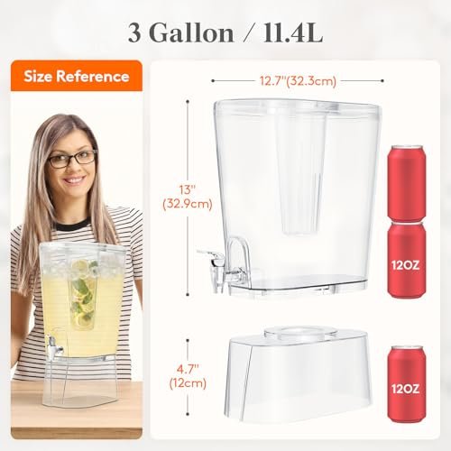 Lifewit 3 Gal Drink Dispenser with Fruit Infuser & Leak-Proof Spigot, 2 Pcs