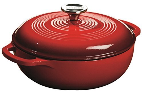 Lodge Essential Enamel Cast Iron Dutch Oven, 3 Quart, Island Spice Red