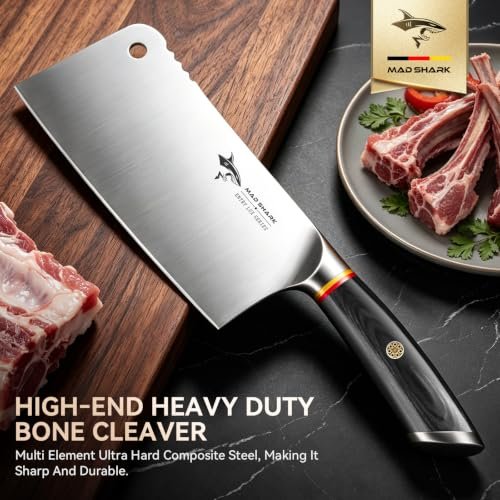 MAD SHARK 7.5 Inch Meat Cleaver with German Military Grade Composite Steel