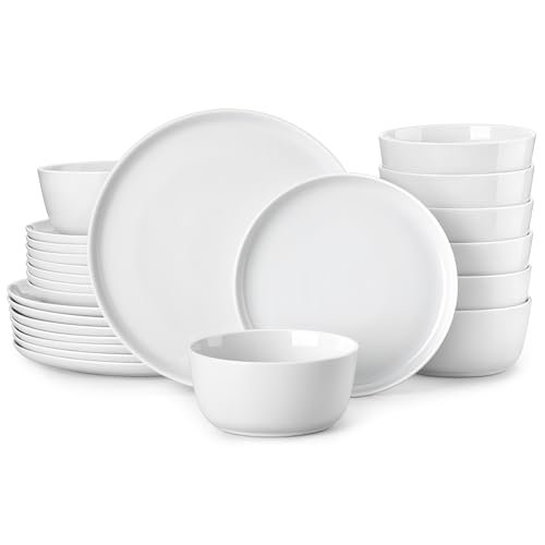 MALACASA 24-Piece Dinnerware Set for 8, White Porcelain Dishes