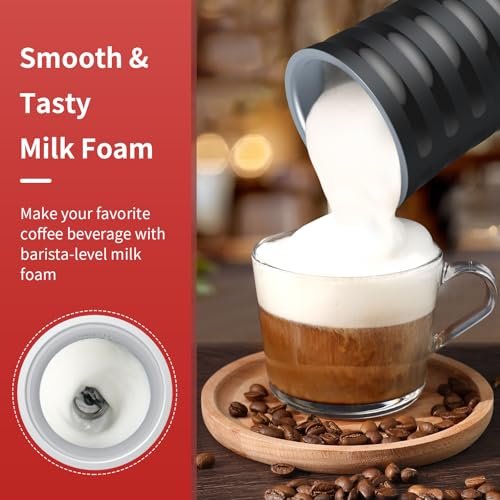 Milk Frother, Paris Rhône 4-in-1 Milk Frother and Steamer, Ergonomic Stylish Design, Hot & Cold Milk Steamer with Temperature Control, Auto Shut-Off Frother for Coffee, Latte, Cappuccino, Macchiato