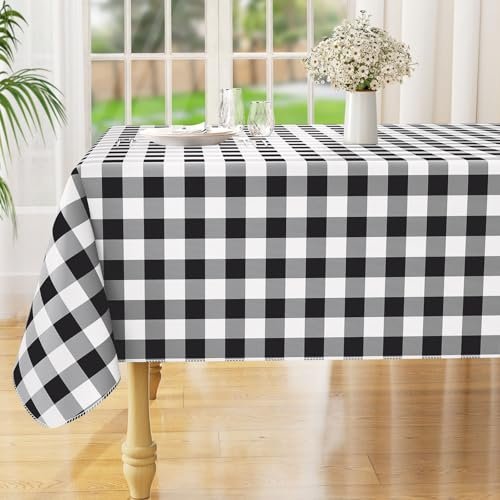 misaya Rectangular Waterproof Vinyl Table Cloth, Flannel Backed Tablecloth