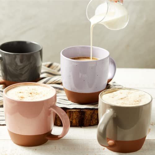 Morandi Color Ceramic Coffee Mugs Set of 6 (Large),18 oz Coffee Cups with Handle, Latte Mug, Big Mug for Women, Men, Great for Tea Hot Chocolate, Microwave Safe, Modern, Unique Style for Any Kitchen