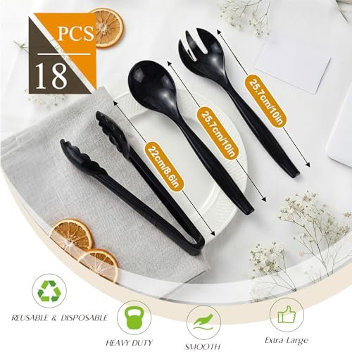Mwellewm Plastic Serving Utensils Set, Disposable Tongs Spoons for Buffet