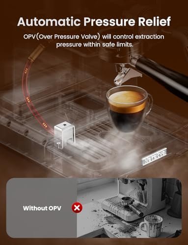 Neretva Espresso Machine, 15 Bar Espresso Coffee Machine with Visible Pressure Guage Professional Espresso Maker with Milk Frother & Stainless Steel for Home Barista Latte and Cappuccino Maker-Silver