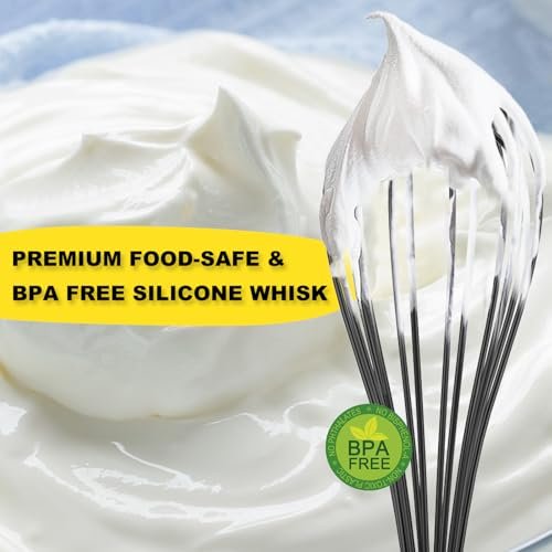 NileHome Silicone Whisk Set 8" 10" Kitchen Whisk Black,2-pack