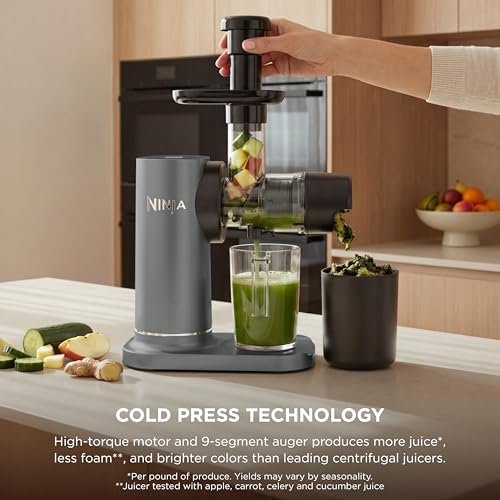 Ninja NeverClog Cold Press Juicer, 24oz Jug, 36oz Pulp, Charcoal, JC151