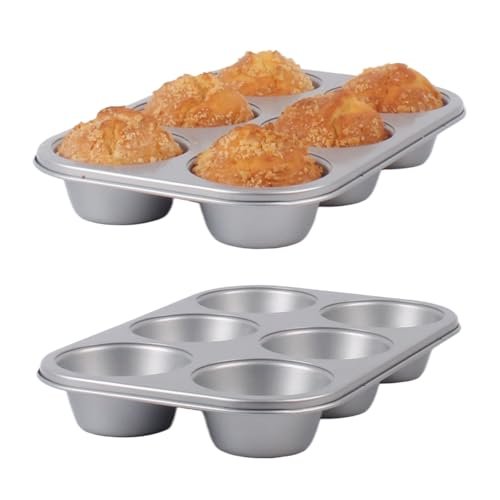 Nonstick Jumbo Muffin Pans, 2 Pack 6 Cup Extra Large Cupcake Tins