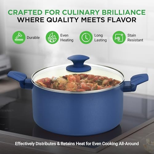 Nutrichef 54 Piece Professional Grade Complete Home Kitchen Cookware Set, Ceramic Non-Stick Bakeware, Pot and Pans Kit, Cool-Touch Handles, Safe for Gas, Electric, Induction Cooktops, Easy Clean