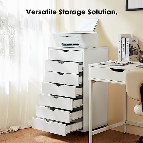 OLIXIS 7 Drawer File Cabinet on Wheels, Printer Stand