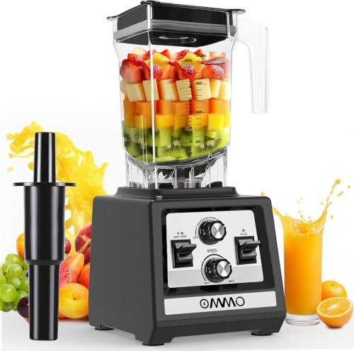 OMMO Kitchen Countertop Blender 1800W, Smoothies & Ice Crush, Black