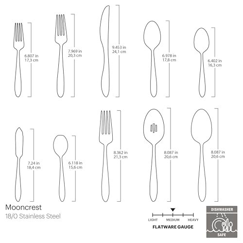 Oneida Mooncrest 45-Piece 18/0 Silverware Set for 8, Flatware