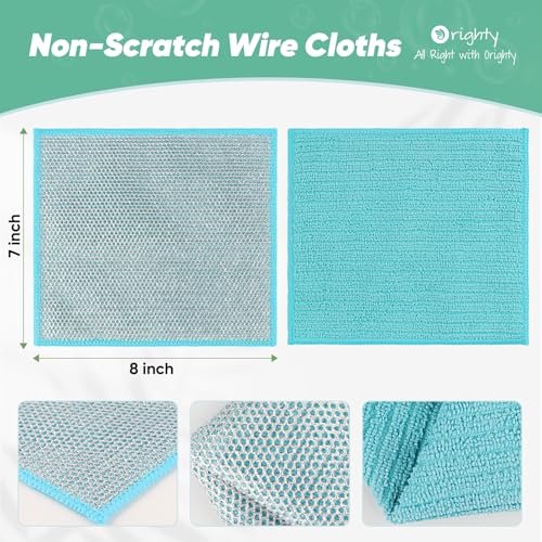 Orighty Dish Cloths, 12 Pack Double-Layer Metal Dish Rags, 7"x8"