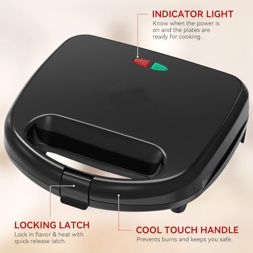 OSTBA Waffle Maker, 2-Slice Belgian Waffle Iron, Nonstick