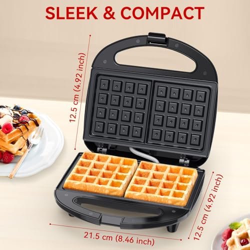 OSTBA Waffle Maker, 2-Slice Belgian Waffle Iron, Nonstick