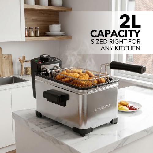 OVENTE Electric Deep Fryer, 2L Capacity, 1500W, Silver FDM2201BR
