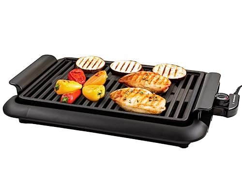 OVENTE Electric Indoor Grill, 15x10 Inch Non-Stick Plate, Black GD1510NLB