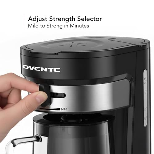 OVENTE Iced Tea and Coffee Maker with 3QT Pitcher, Black CMT215B