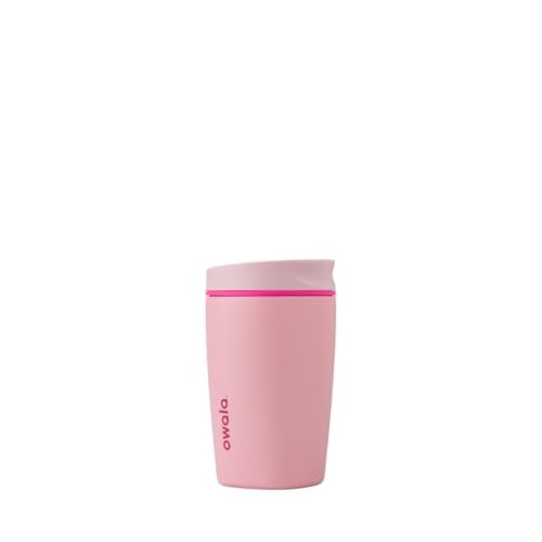 Owala SmoothSip Slider Insulated Stainless Steel Coffee Tumbler, Reusable Iced Coffee Cup, Hot Coffee Travel Mug, BPA Free 12 oz, Pink (Pucker Up)