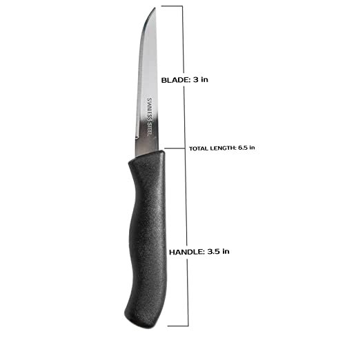 Paring and Garnishing Knife, 12-Piece Set, Straight Edge, Black