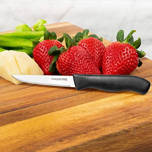 Paring and Garnishing Knife, 12-Piece Set, Straight Edge, Black