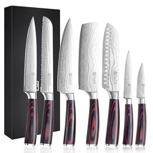 PAUDIN Chef Knife Set, 7 Pieces Kitchen Knife Set, Ultra Sharp Knife Set