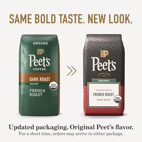 Peet's Coffee Ground Coffee Dark Roast, Organic French Roast, 18 Ounces