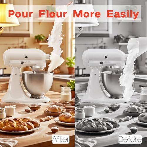 Plastic Flour Funnel for KitchenAid 4.5-5QT Stand Mixer, White