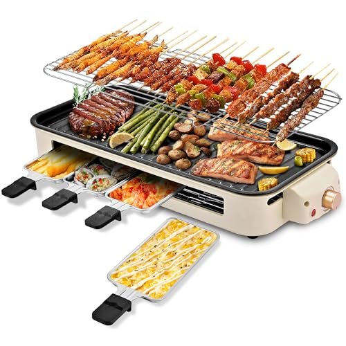 Pukomc Electric Indoor Grill,2 in 1 Indoor Grills for Kitchen