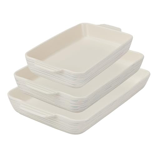 Pyrex 3-Piece Ceramic Bakeware Set, Nonstick Casserole Dish with Handles