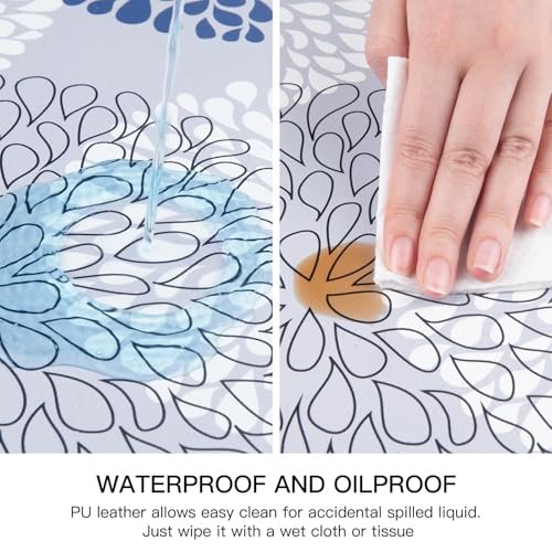 QIYI PU Leather Placemats Set of 6, 12"x18" Waterproof Table Mats, Dahlia
