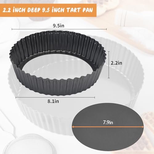 RICHSC-PAN Deep Tart Pan, 9.5 x 2.2 Inches Non-Stick Tall Tart Pan.