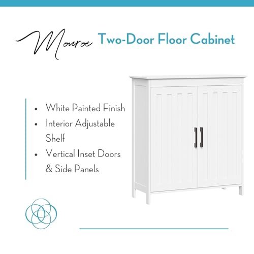 RiverRidge Monroe Two-Door Bathroom Floor Storage Cabinet - White