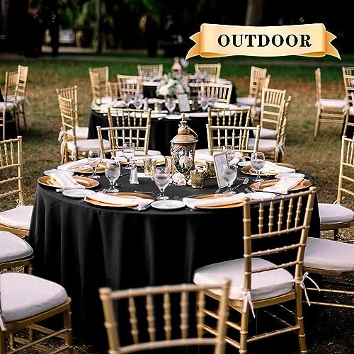 sancua 90 Inch Round Tablecloth Blck, 6 Pack