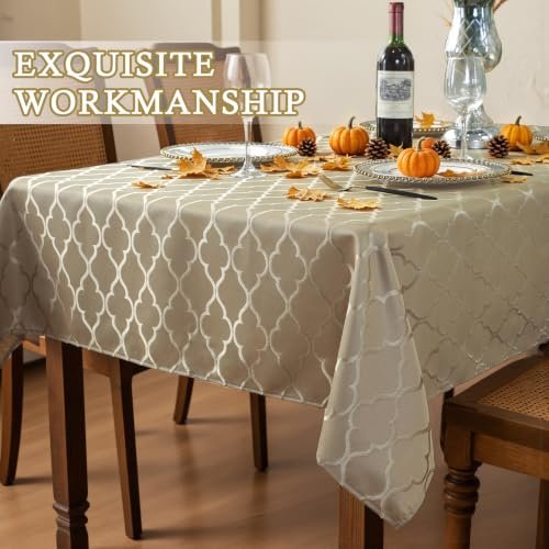 SASTYBALE Fall Tablecloth Rectangle Jacquard, Gold, 52" x 70"