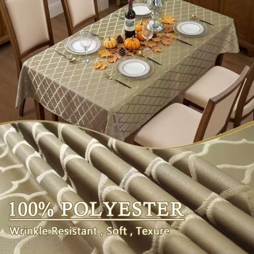 SASTYBALE Fall Tablecloth Rectangle Jacquard, Gold, 52" x 70"