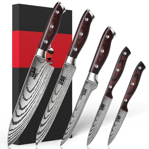 SHAN ZU Japanese Chef Knife Set 5 PCS, High Carbon Stainless Steel