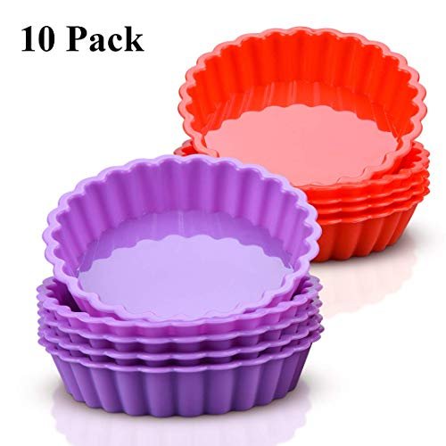 Silicone Quiche Pan, Mini Pie Pan Round Silicone Tart and Pie Molds 10 Pack