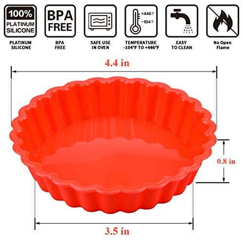 Silicone Quiche Pan, Mini Pie Pan Round Silicone Tart and Pie Molds 10 Pack