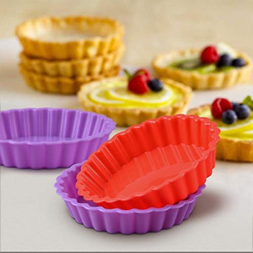 Silicone Quiche Pan, Mini Pie Pan Round Silicone Tart and Pie Molds 10 Pack