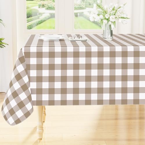 Smiry Picnic Table Cloth, Vinyl Tablecloths with Flannel Backing, 60"x84"