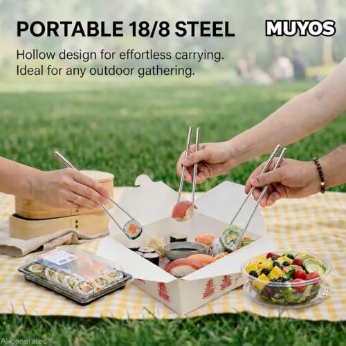 Stainless Steel Chopsticks, 5 Pairs, Silver