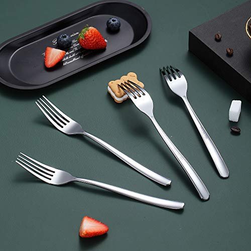 Stainless Steel Dinner Forks Set, 6 Piece - Silverware for Home, Kitchen or Restaurant, Dishwasher Safe (Silver-8 Inch)