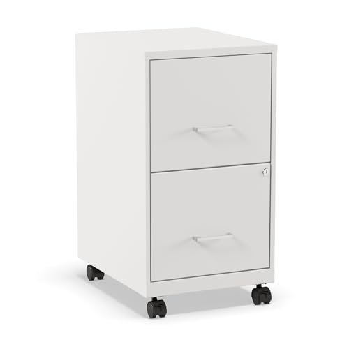 Staples 2-Drawer Vertical File Cabinet, Letter Size, Lockable, White