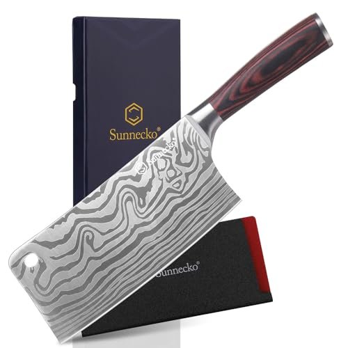 Sunnecko 7” Cleaver Knife, Multipurpose Meat & Vegetable Chef Cleaver