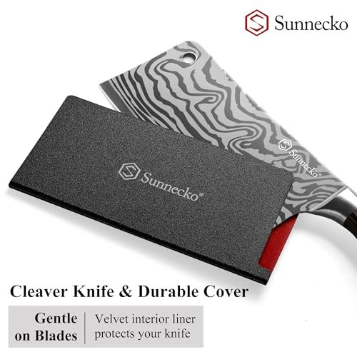 Sunnecko 7” Cleaver Knife, Multipurpose Meat & Vegetable Chef Cleaver