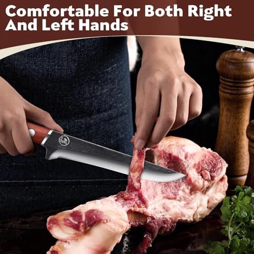 TAN REN 6 Inch Boning Knife High Carbon Steel Deboning Knife for Butchering