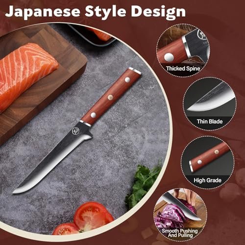 TAN REN 6 Inch Boning Knife High Carbon Steel Deboning Knife for Butchering